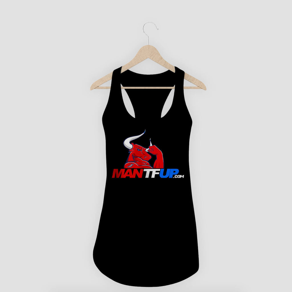 MANTFUP Woman's Racerback Black Tank 