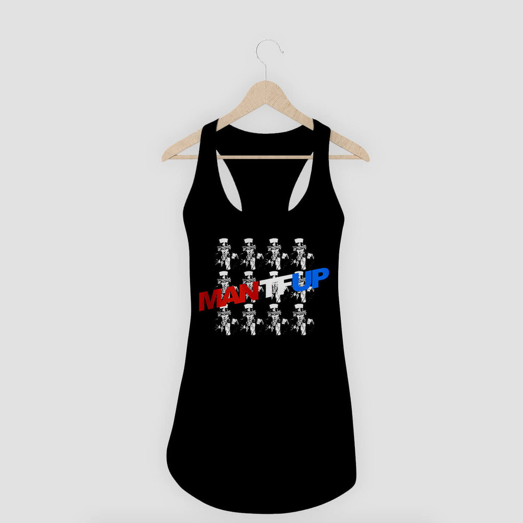 MANTFUP Woman's Racerback Black Tank