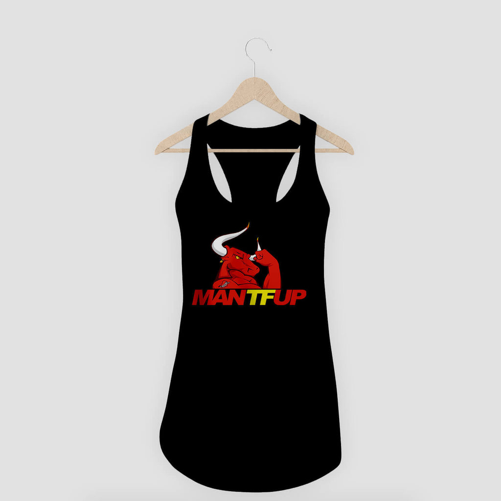 MANTFUP Women's Racerback Black Tank Top